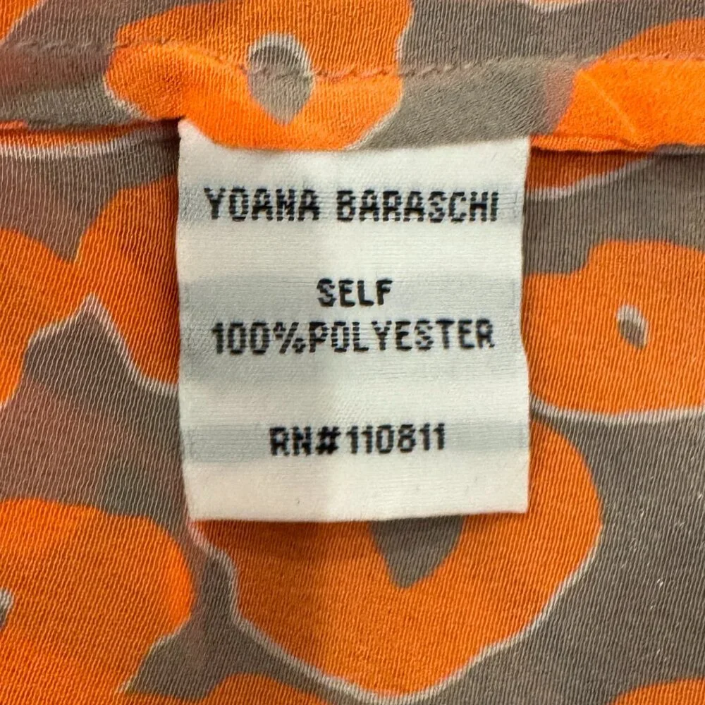 Yoana Baraschi Bright Orange/Grey Leopard Print Sleeveless Sheer Top, XS